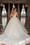 Modest Straps Sleeveless Ball Gown Lace Bridal Dress