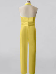 Mother of the Bride 2 Piece V Neck Sleeveless Pantsuit with Bow Belt Floor Length
