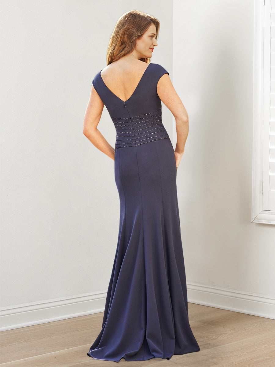 Mother of the Bride Column Sheath Dress Featuring Split Sides and Sequins
