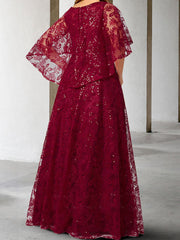 Mother of the Bride A Line Dress Featuring Applique and Sequins