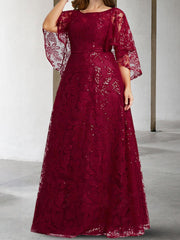 Mother of the Bride A Line Dress Featuring Applique and Sequins