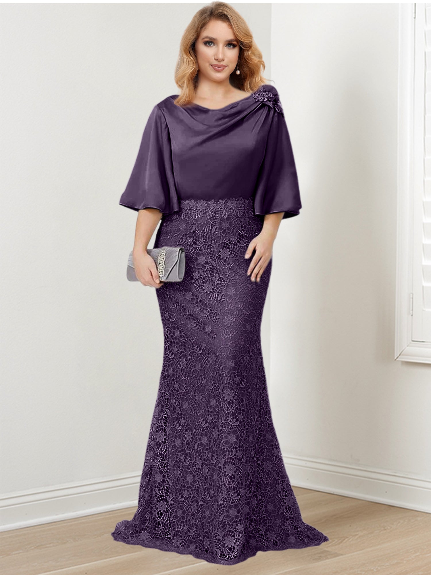 Mother of the Bride Trumpet Mermaid Dress Featuring Applique