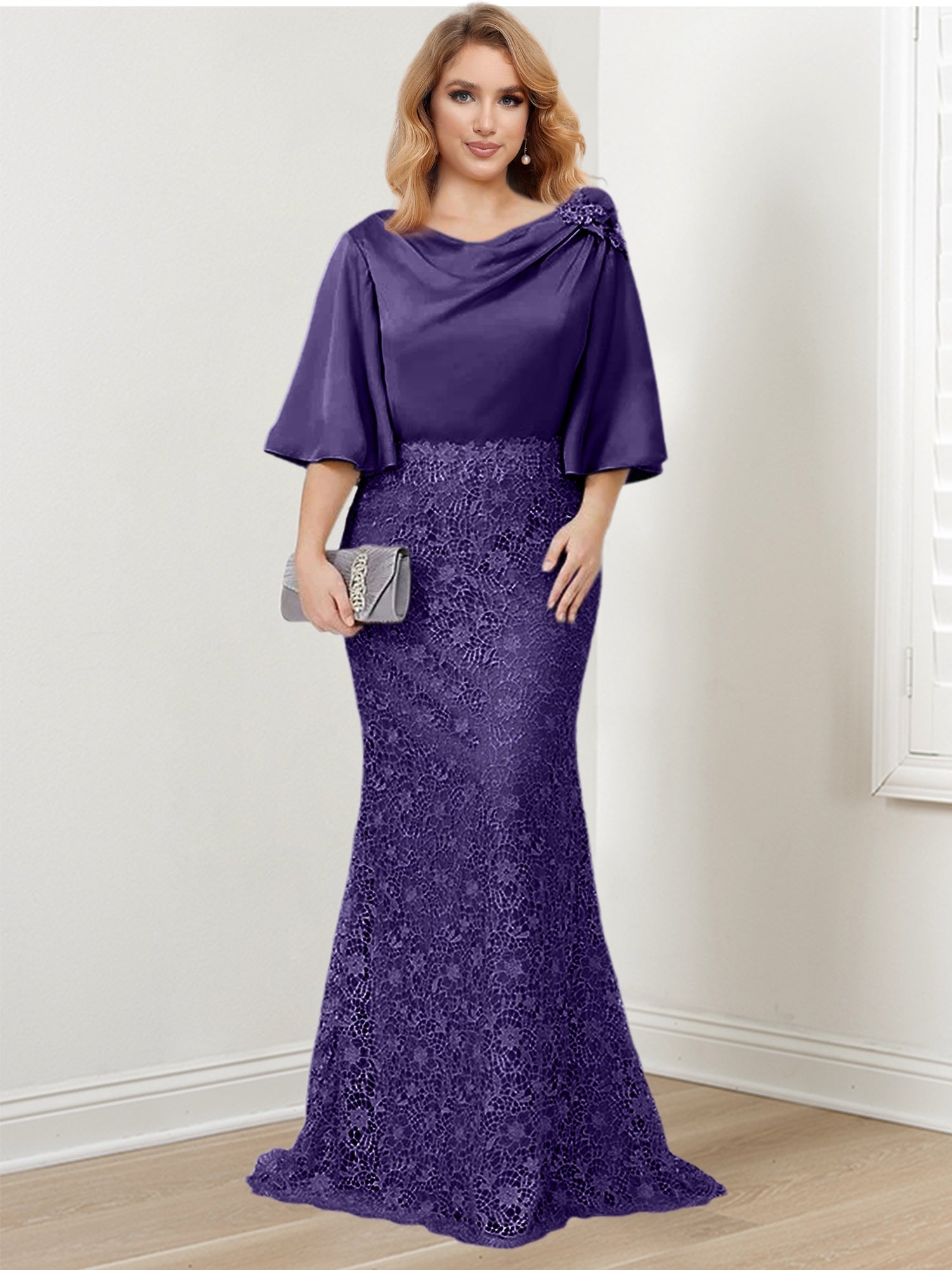 Mother of the Bride Trumpet Mermaid Dress Featuring Applique