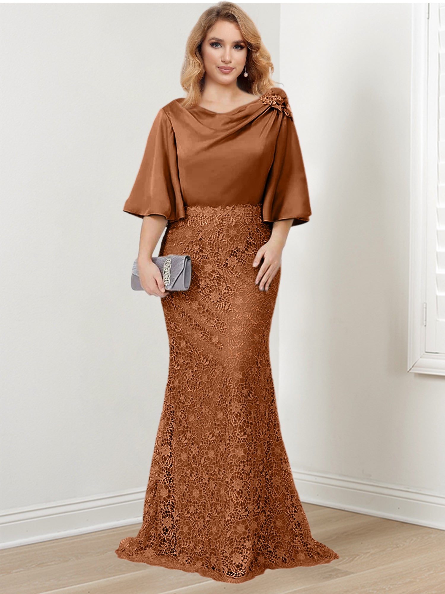 Mother of the Bride Trumpet Mermaid Dress Featuring Applique