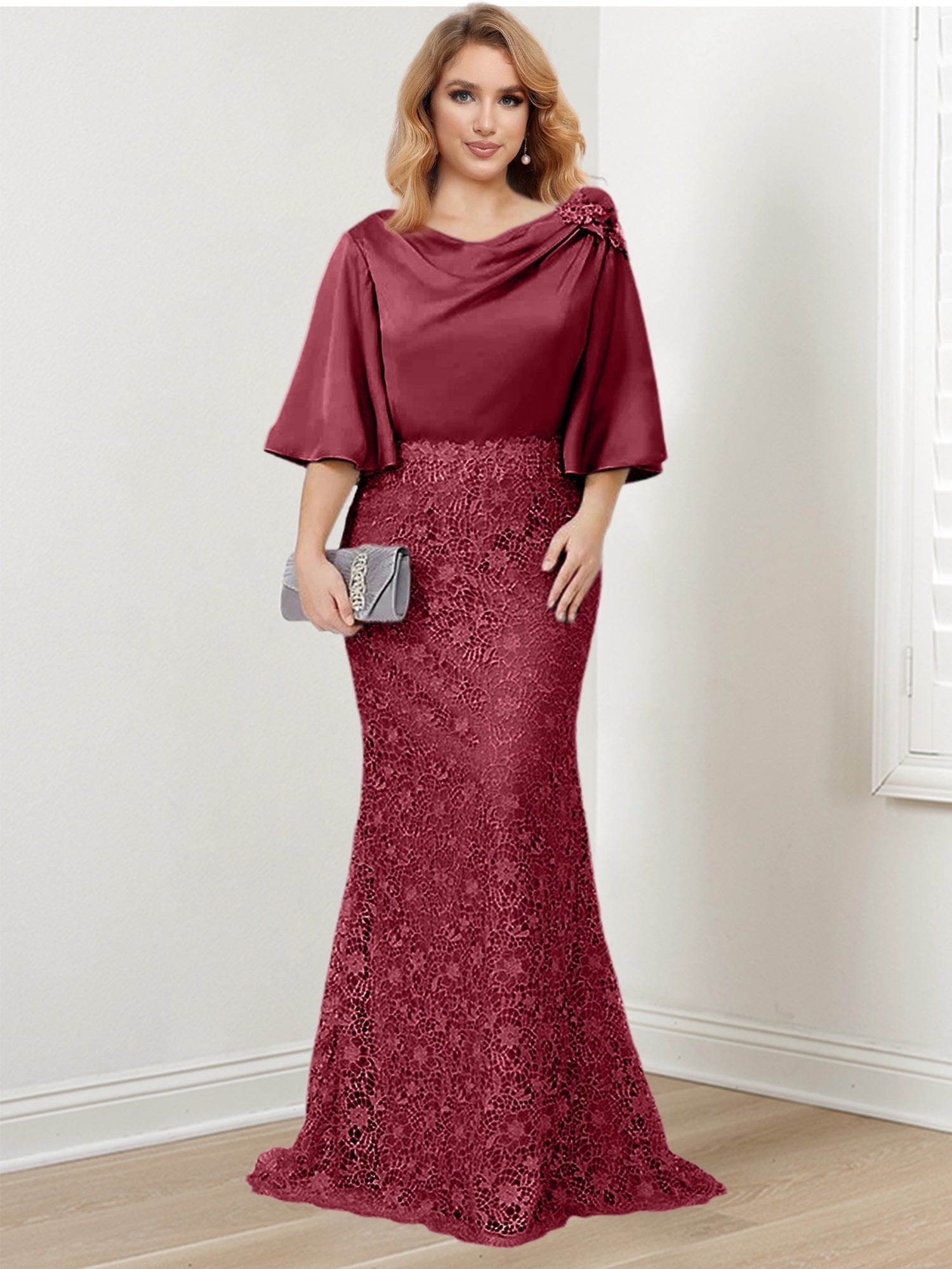 Mother of the Bride Trumpet Mermaid Dress Featuring Applique