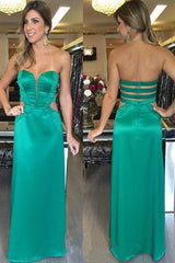 Natural Long Sweetheart Zipper Green Evening Dresses Elegant Sleeveless Prom Dresses