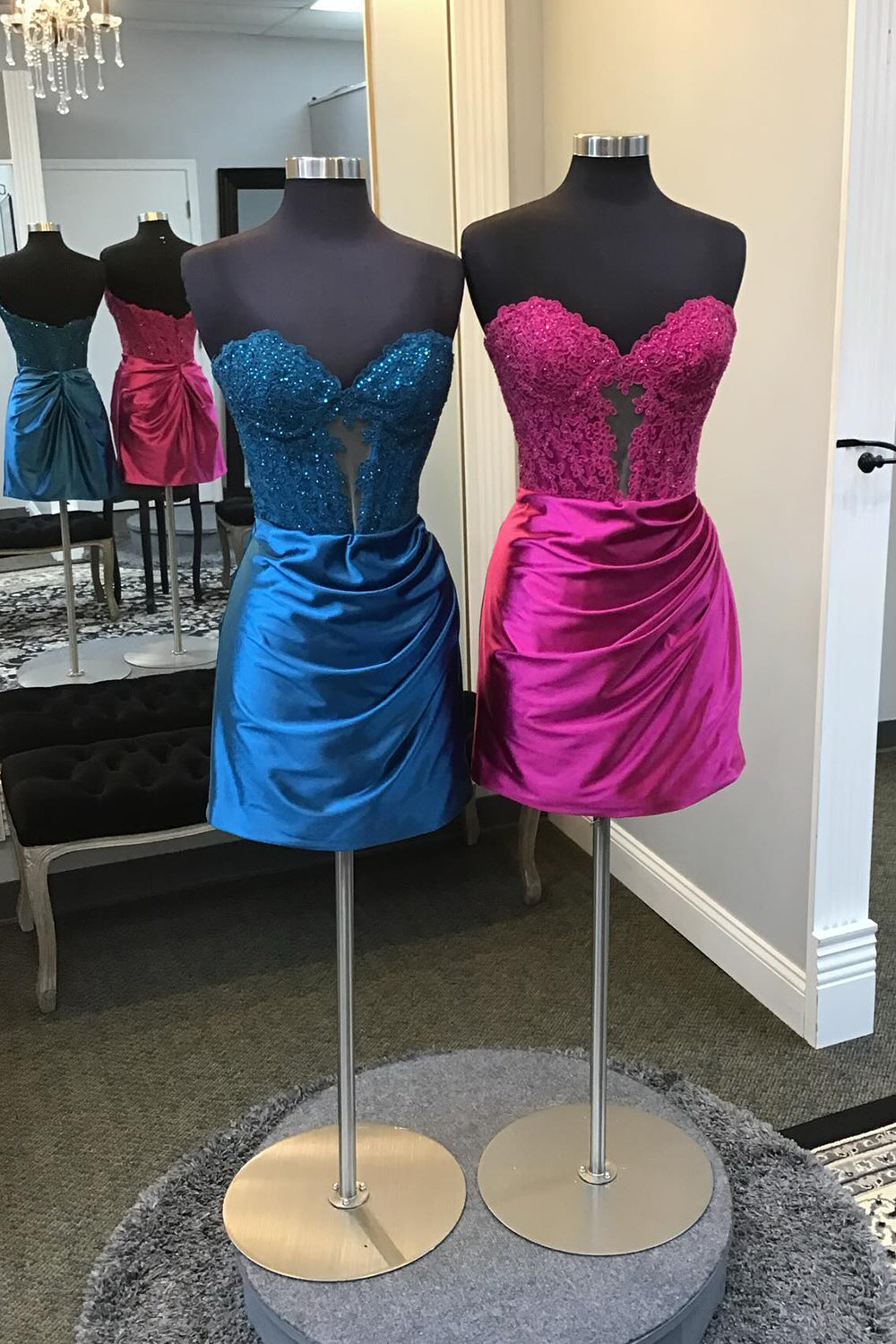 Navy Homecoming Dresses Corset Strapless Tight Short Cocktail Dresses with Appliques