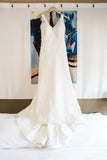 New Arrival A-Line Lace Wedding Dress V-Neck Sweep Train Bridal Gown