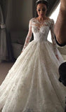 New Arrival Ball Gown Princess Dress Long Sleeve 3D Lace Wedding Dress BA2810