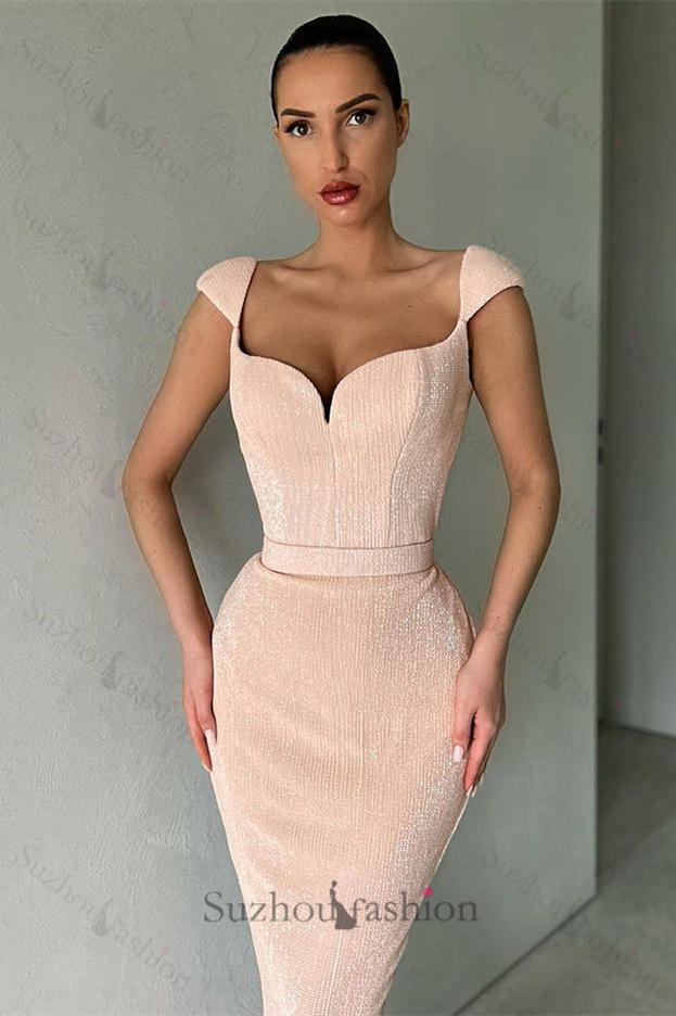 New Arrival Cap Sleeves Sequins Mermaid Evening Dress Long Sweetheart