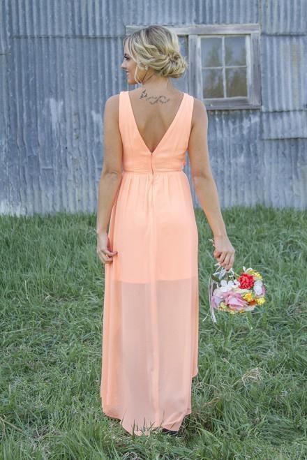 New Arrival Chiffon A-Line Bridesmaid Dress Lace Applique Hi-Lo Wedding Party Dress