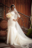 New Arrival Half Sleeve Mermaid Bridal Gown Latest Custom Made Lace Wedding Dress JT136