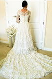 New Arrival Lace Long Sleeve Court Train Bridal Gowns Popular Custom Made Plus Size Wedding Dress
