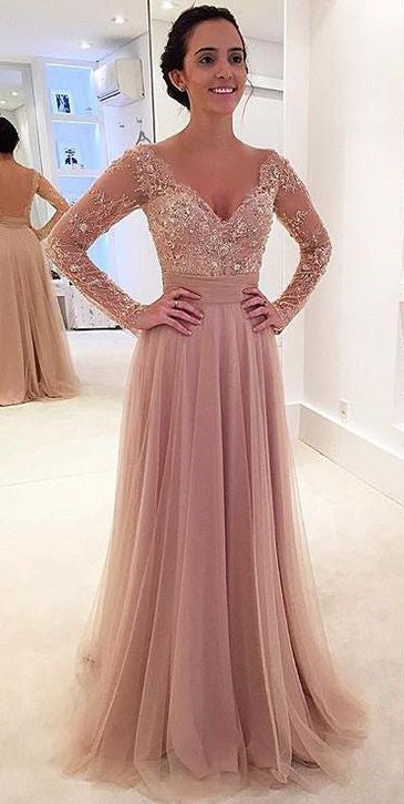Bell Sleeve Gold Lace Appliqued Long Train Prom Dress - VQ