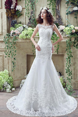 New Arrival Mermaid Lace Applique Bridal Gown Latest Custom Made Wedding Dress with Train CPS247