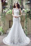 New Arrival Mermaid Lace Applique Bridal Gown Latest Custom Made Wedding Dress with Train CPS247
