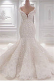 New Arrival Mermaid Sleeveless Wedding Dresses Online | Elegant V-Neck Lace Crystal Bridal Gowns