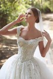 New Arrival Off Shoulder Long Bridal Gown with Beadings Lace Applique Ball Gown Wedding Dress BO7879