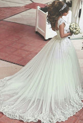New Arrival Off Shoulder Long Bridal Gown with Beadings Lace Applique Ball Gown Wedding Dress BO7879