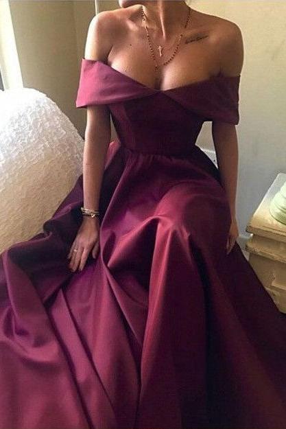 New Arrival Sexy A-Line Off-The-Shoulder Short-Sleeves Prom Dresses