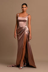 New Arrival Straps Sleeveless Mermaid Evening Prom Dresses Slit Long On Sale