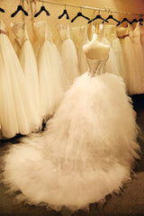 New Arrival Sweetheart Crystal Bridal Gown Gorgeous Lace-Up Organza Long Wedding Dresses