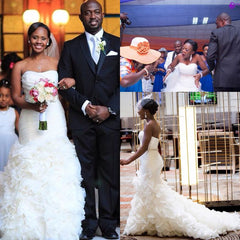 New Arrival Sweetheart Crystal Wedding Dress Mermaid Organza Court Train Bridal Gown