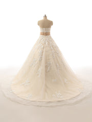 New Arrival Sweetheart Lace Bridal Gowns with Bowknot Champagne Zipper Custom Made Wedding Dress