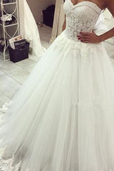 New Arrival Sweetheart Tulle Wedding Dress A-line Lace Applique Princess Dress