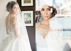 New Full Lace Split Wedding Dresses Illusion Back Bridal Gowns with Detachable Satin Skirt