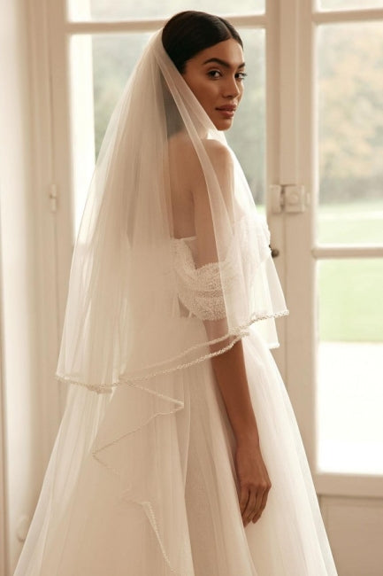 Noble Long Sleevess Long Off-the-Shoulder Bridal Dress Sequins