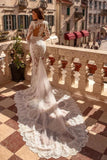 Noble highneck longsleeves mermaid lace Bridal Gowns