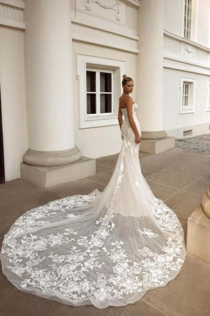 Noble sweetheart sleeveless mermaid lace Bridal Gowns