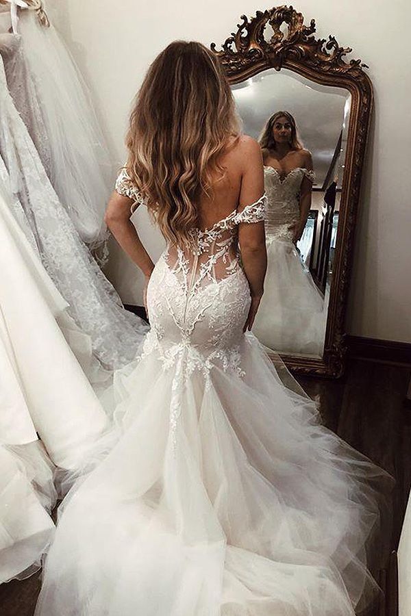 Off Shoulder Lace Mermaid Wedding Dresses