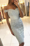 Off Shoulder Slim Mermaid Prom Dress with Lace Appliques