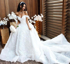 Off The Shoulder Appliques Luxury Wedding Dresses Princess Ball Gown Sexy Bride Dress