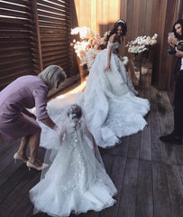 Off The Shoulder Appliques Luxury Wedding Dresses Princess Ball Gown Sexy Bride Dress