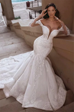 Off The Shoulder Mermaid Lace Wedding Dresses | Long Sleeve Sexy Bridal Dresses Online