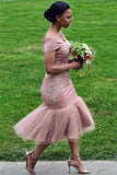 Off The Shoulder Pink Bridesmaid Dresses Appliques Mermaid BA9508