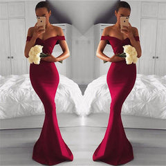 Off The Shoulder Sheath Sexy Formal Evening Dress Burgundy Prom Dress