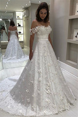 Off-The-Shoulder Strapless Wedding Dress | Gorgeous Applique Ball-Gown Bridal Gown