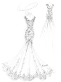 Off The Shoulder Tulle V Neck Lace Mermaid Wedding Dresses