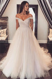 Off The Shoulder Tulle Wedding Dress | Puffy Beaded Princess Sexy Bridal Dresses