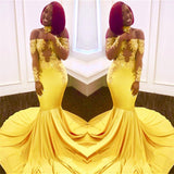Off The Shoulder Yellow Prom Dress | Mermaid Sexy Evening Dress with Lace Chocker FB0295