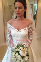 Off-the-Shoulder Long-Sleeves Wedding Dresses | Lace A-Line Bridal Gowns WW0109