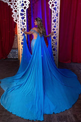 Off the Shoulder Mermaid Evening Formal Dress Sequined Beading V Neck