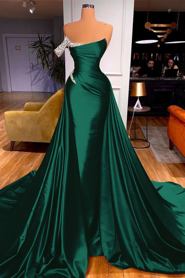 Off-the-Shoulder Mermaid Prom Dress With Overskirt Beads