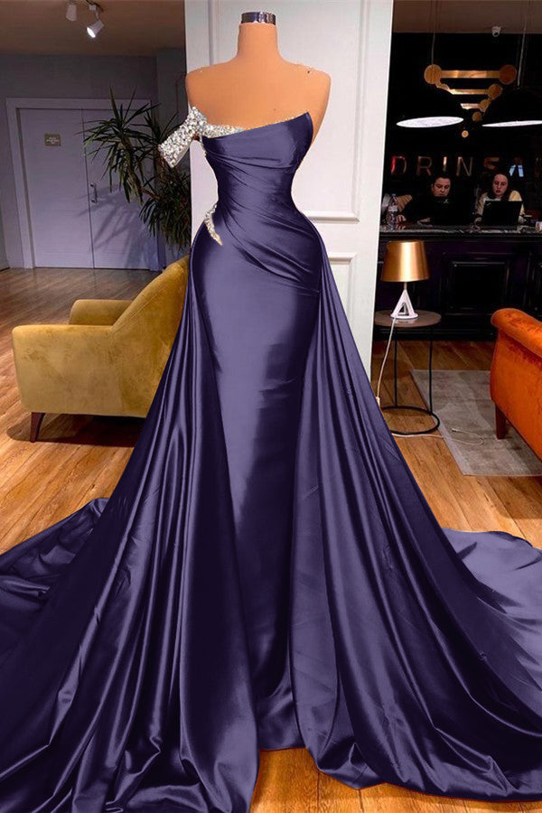 Off-the-Shoulder Mermaid Prom Dress With Overskirt Beads