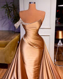 Off-the-Shoulder Mermaid Prom Dress With Overskirt Beads