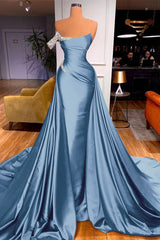 Off-the-Shoulder Mermaid Prom Dress With Overskirt Beads